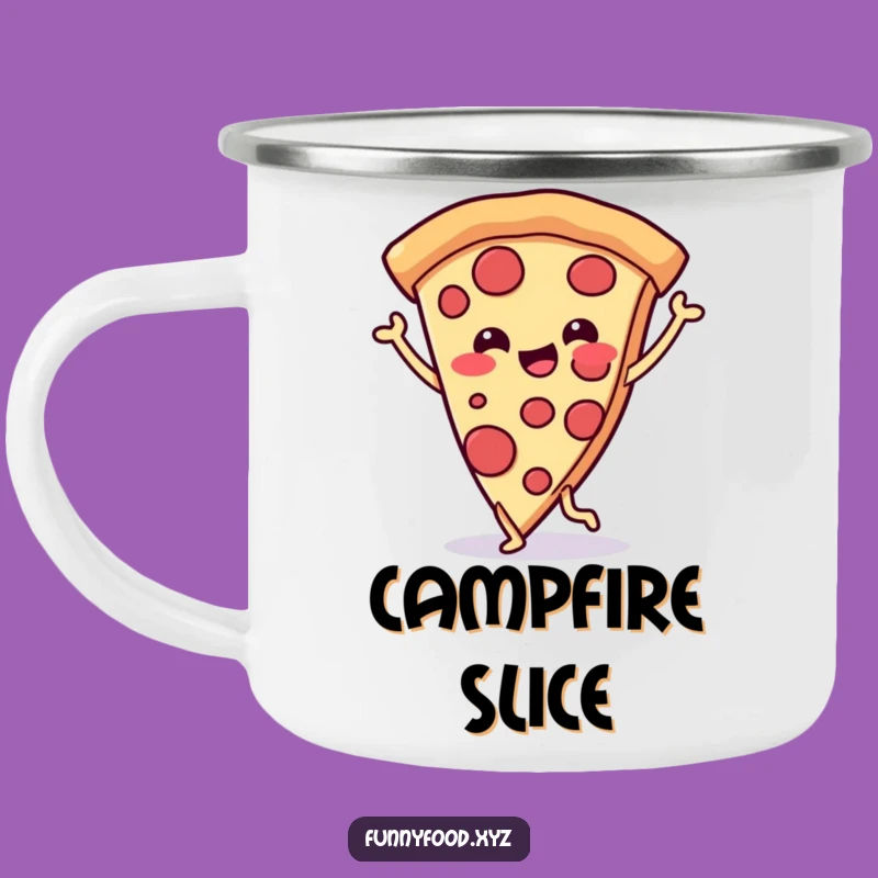 Funny Pizza Dance Camping Mug: Grooving Slice Outdoors, Rugged & Funny Gift