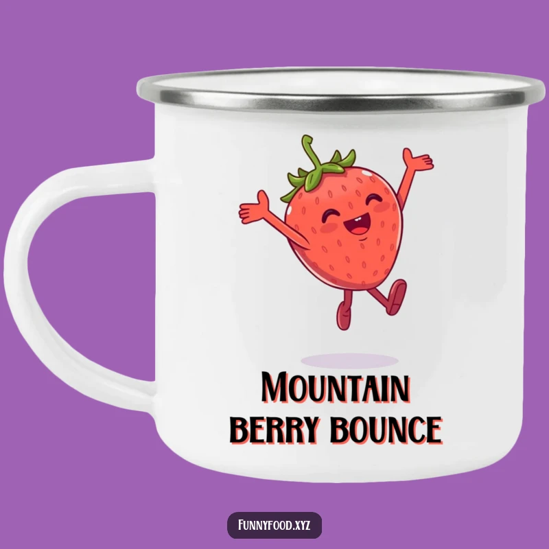 Funny Strawberry Leap Camping Mug: Adventure Fuel