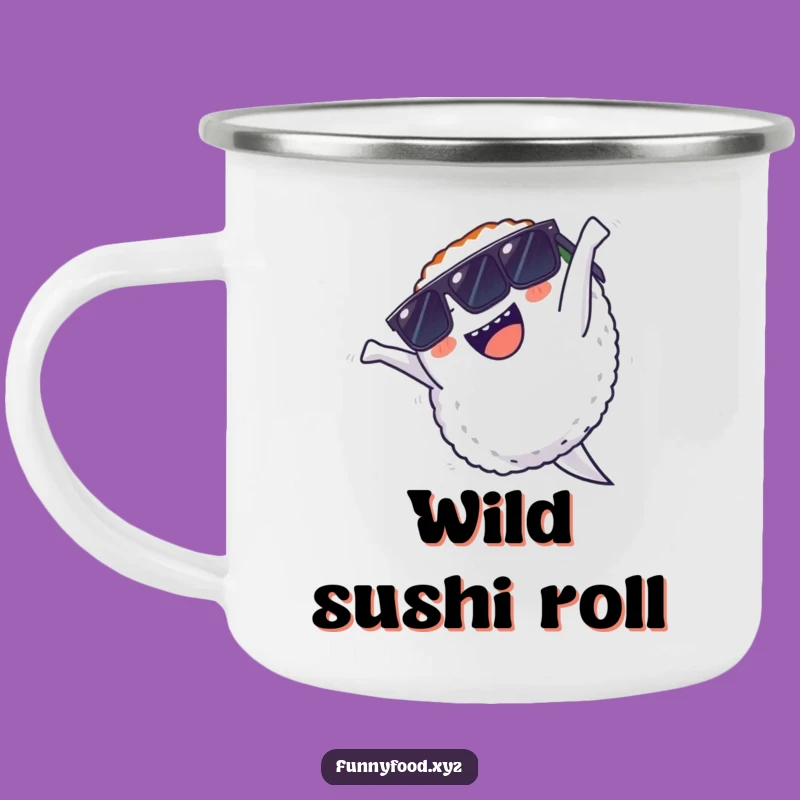 Funny Sushi Backflip Camping Mug: Cool Campsite Vibes, Rugged & Funny Gift