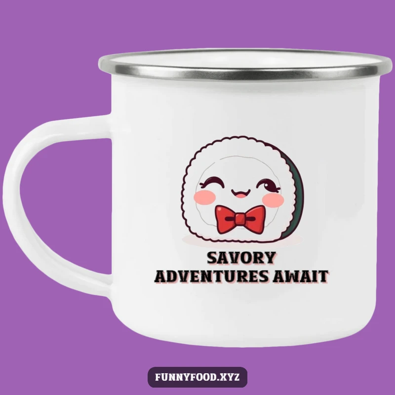 Funny Sushi Giggles Camping Mug: Enjoy Your Adventures with Japanese Flair
