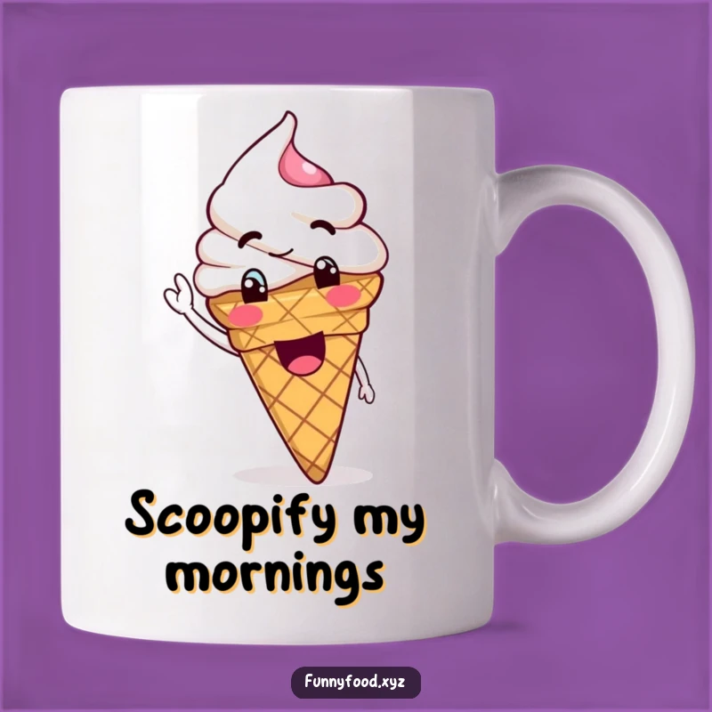 Funny Ice Cream Cone Waving Mug - Sweet & Hilarious Treat Gift