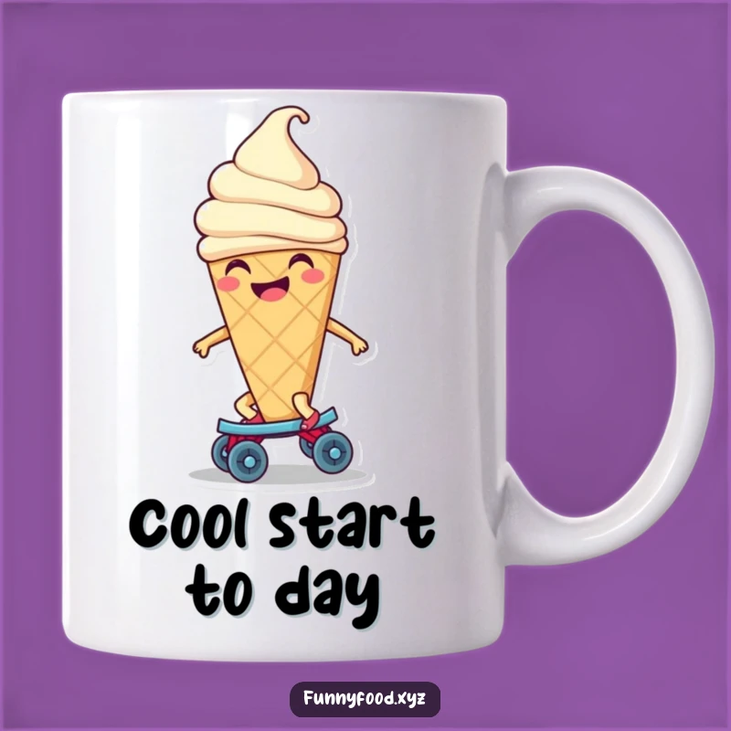 Funny Ice Cream Skate Mug - Smiling Cone's Joyful Ride Gift
