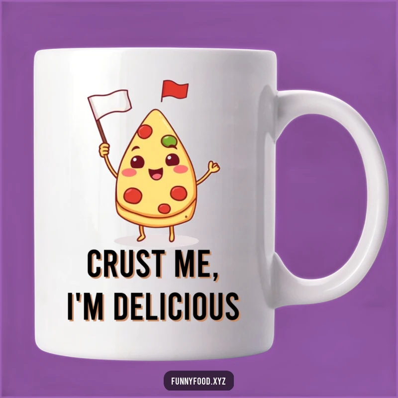 Funny Pizza Slice Mug: Waving Flag Pizza Character, Perfect Gift for Foodie Fun