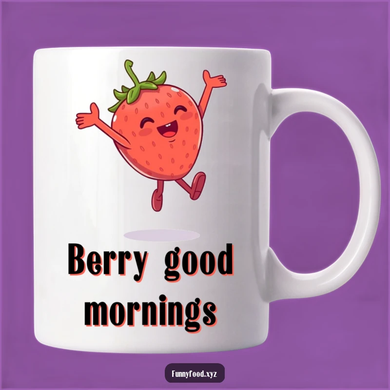 Funny Strawberry Leap Mug: Joyful Fruit Gift for Smiles