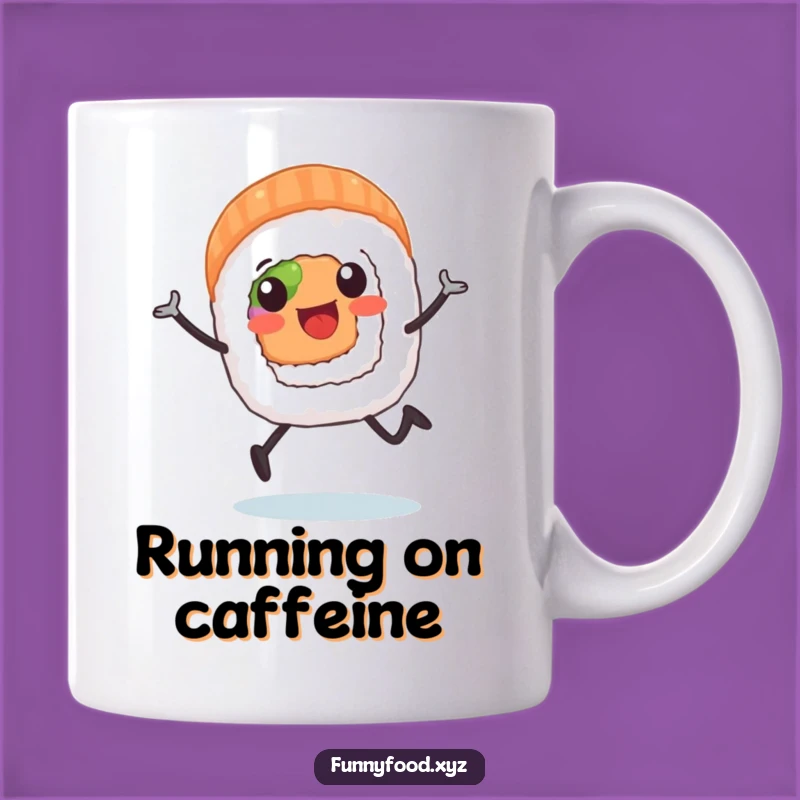 Funny Sushi Roll Runner Mug: Enthusiastic Japanese Food Gift for Active Foodies