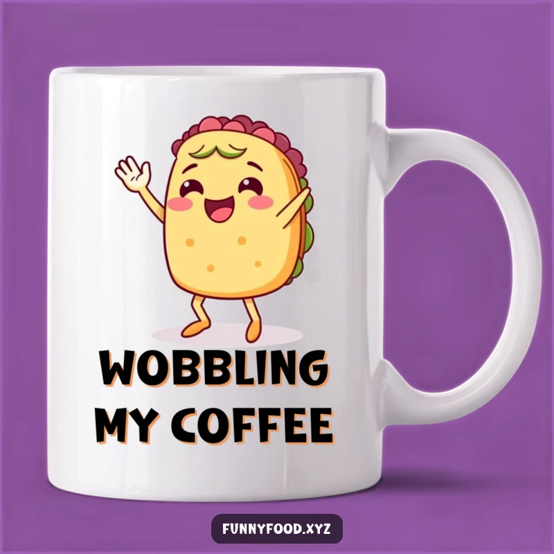 Funny Taco Jigging Mug: Cheerful Taco Character Dancing, Perfect Fiesta Gift!