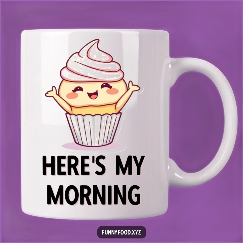Funny Cupcake Bow Mug - Giggling Sweetness, Perfect Humorous Gift for Dessert Lovers
