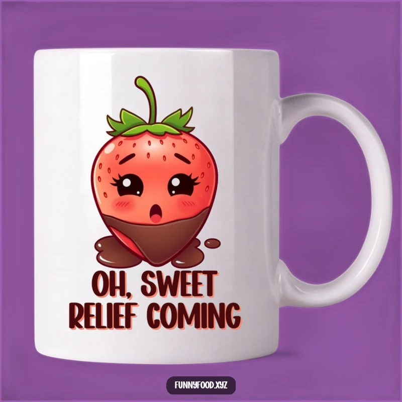 Funny Surprised Strawberry Chocolate Dip Mug - A Hilarious Gift for Dessert Lovers