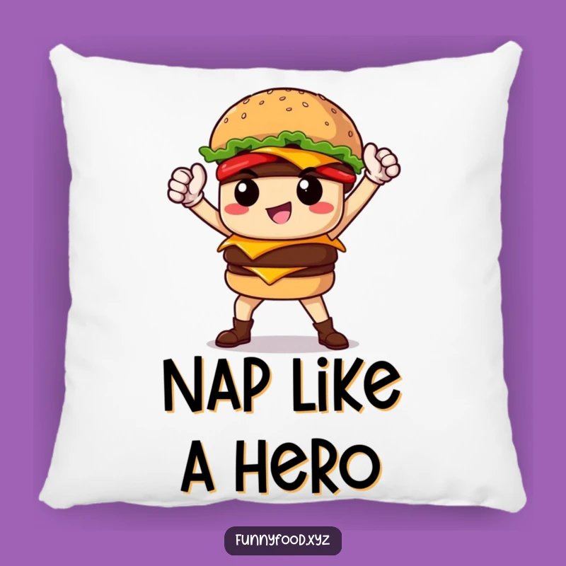 Funny Burger Hero Pillow: Cozy Comfort for Your Inner Champion