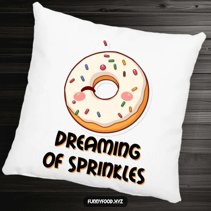 Funny Donut Pillow: A winking donut with exploding sprinkles provides a funny, soft, and comforting accent.