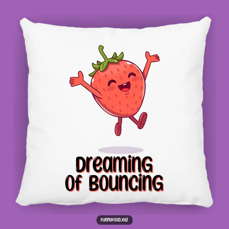 Funny Strawberry Leap Pillow: Comfy & Cheerful Decor
