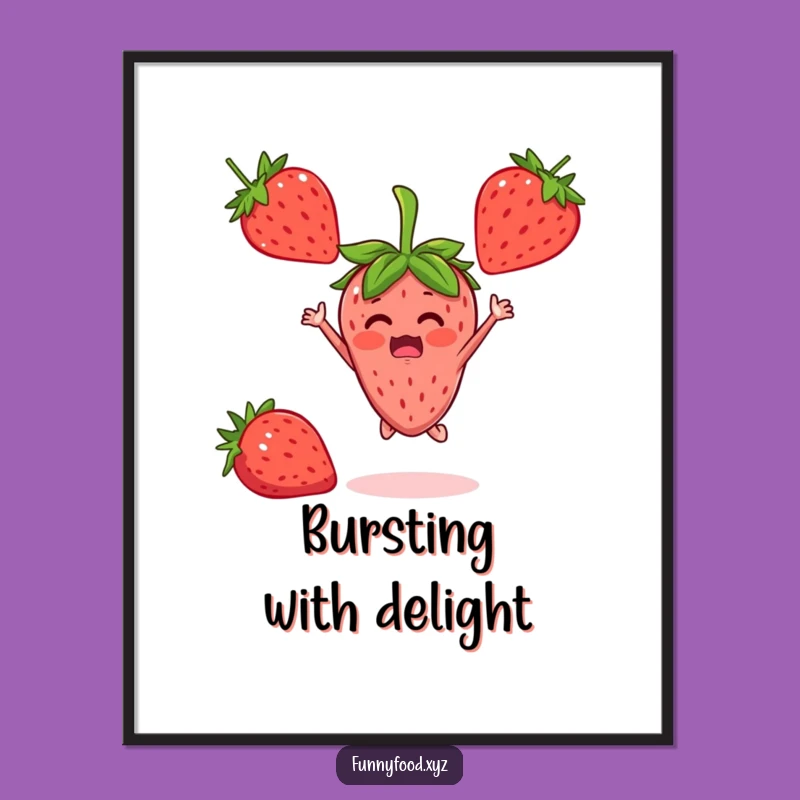 Printable Funny Strawberry Jumper Art: Instant Joyful Decor for Your Walls