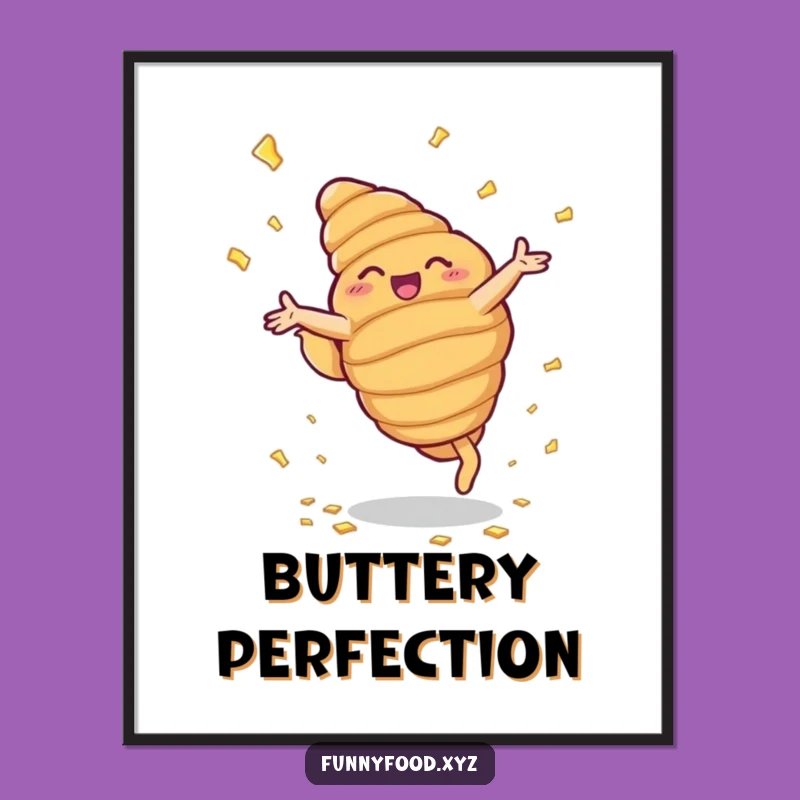 Funny Croissant Cartwheel Digital Art: Instant Bakery Charm