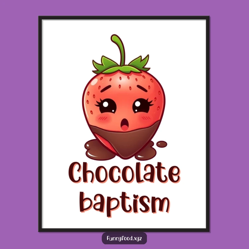 Funny Strawberry Chocolate Panic Digital Print - Hilarious Dessert Art Download