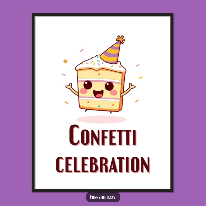 Funny Happy Cake Party Digital Print - Hilarious Festive Art Download