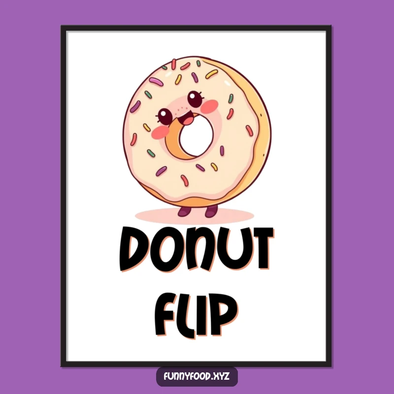 Funny Donut Cartwheel Digital Art: Sprinkles Wall Art, Instant Funny Decor