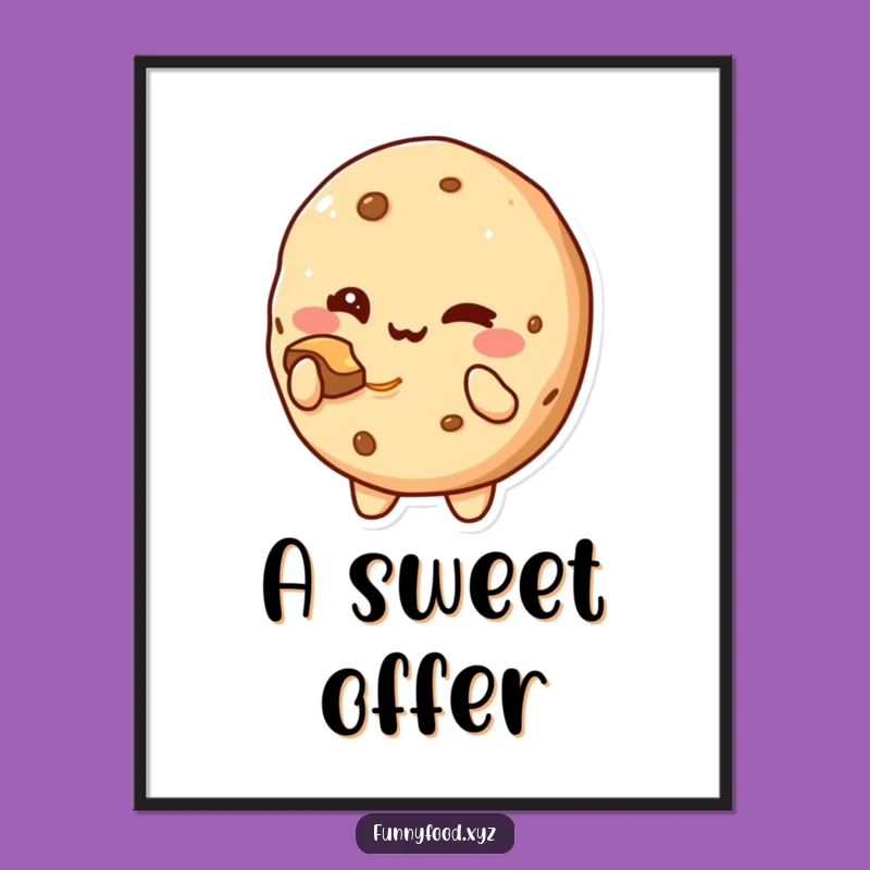 Funny Cookie Wink Digital Print: Sweet Offer Wall Art Gift