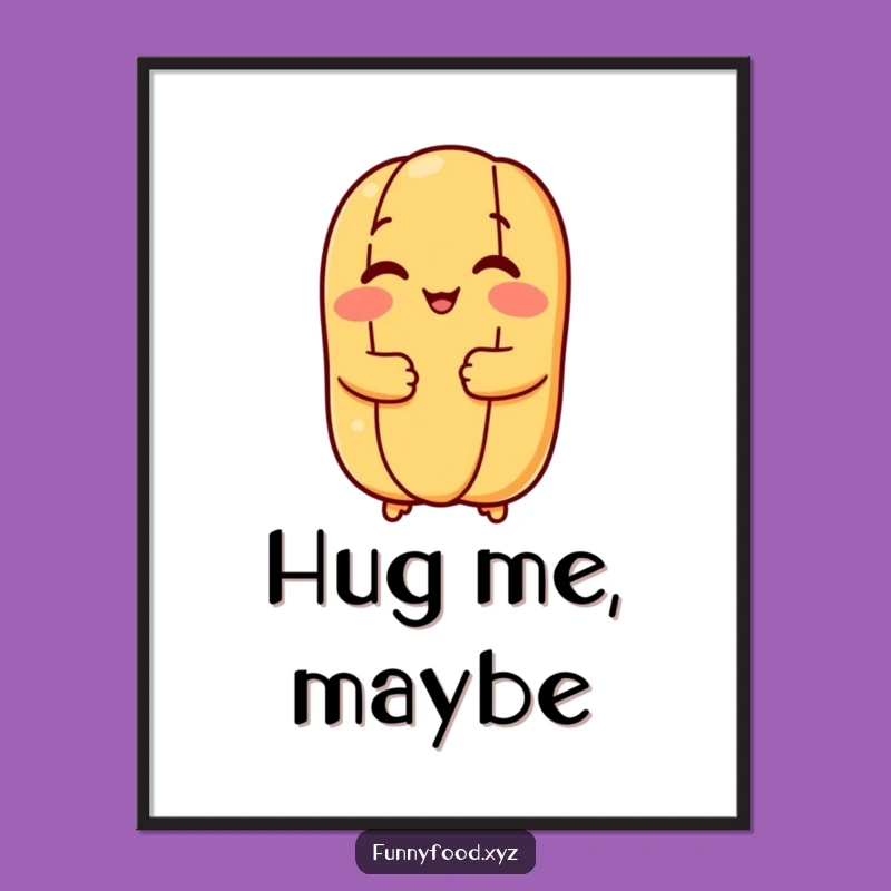 Funny Hot Dog Bun Hug Digital Art: Instant Joyful Decor and Whimsical Gift