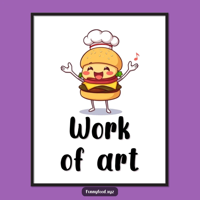 Funny Juggling Burger Digital Art: Instant Hilarious Chef Decor