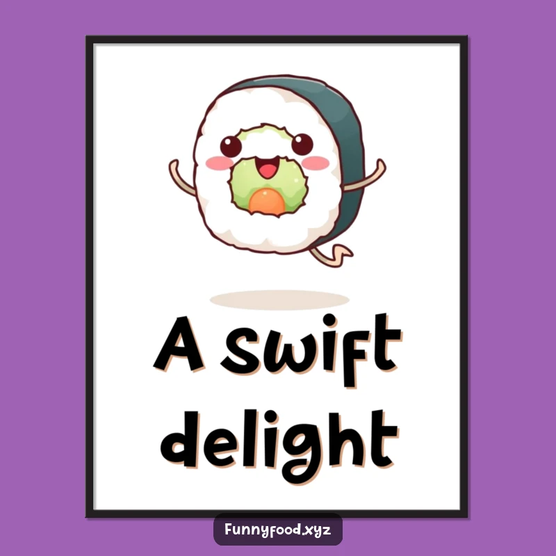 Funny Sushi Digital Print: Runner Art, Instant Download & Perfect Funny Gift