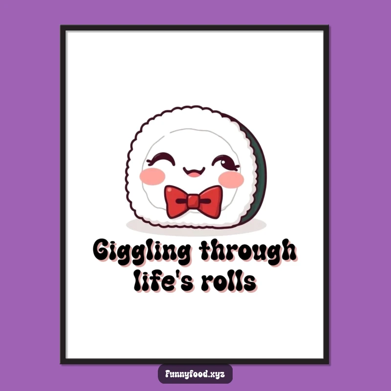Funny Sushi Giggles Digital Art: Instant Japanese Decor for Walls