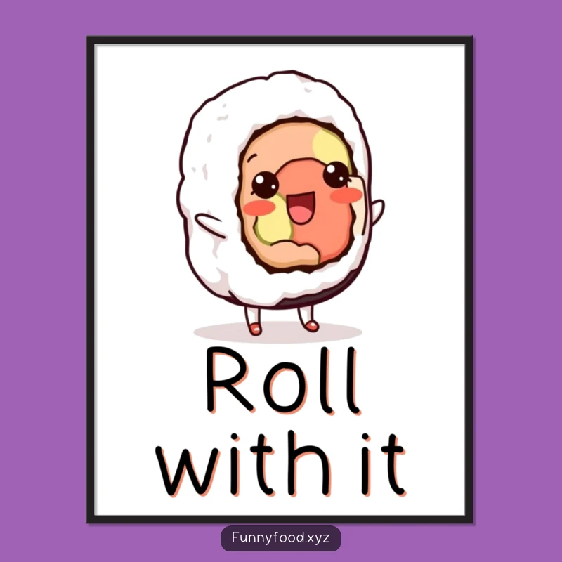 Funny Sushi Shuffle Digital Art: Instant Hilarious Dancing Food Decor