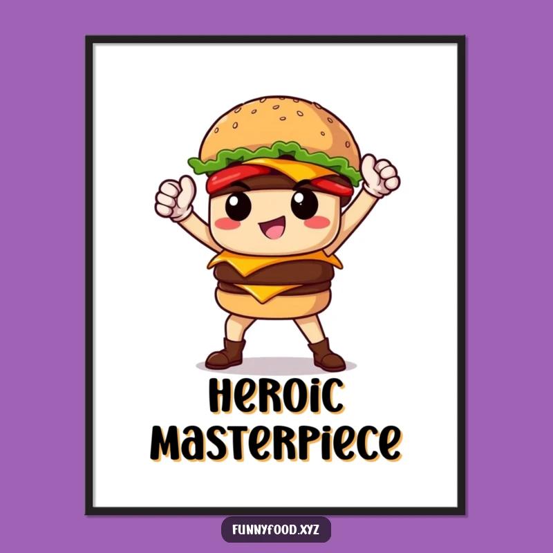 Funny Burger Hero Digital Print: Instant Power for Walls