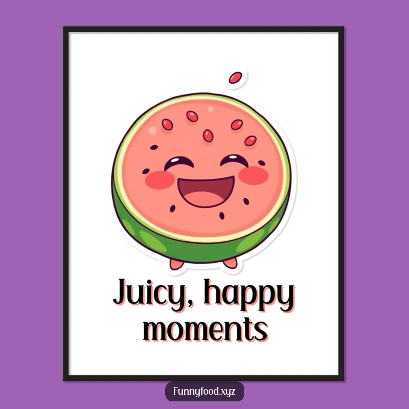 Funny Laughing Watermelon Digital Art Print - Instant Summer Wall Decor