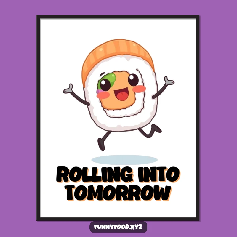 Printable Funny Sushi Roll Runner Art: Instant Japanese Flair for Your Walls