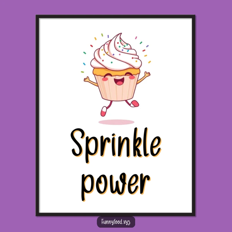 Funny Cupcake Digital Art: Cheerful Sprinkles and Skipping Instant Download