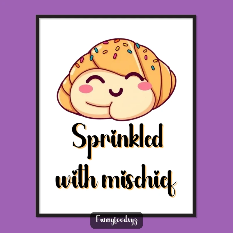 Funny Croissant Wink Digital Art: Instant Hilarious Pastry Decor for Your Walls