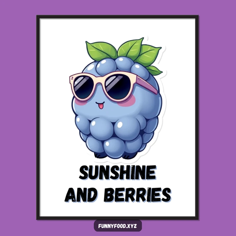 Funny Blueberry Sunglasses Digital Art: Print the Coolest Berry for Your Walls!