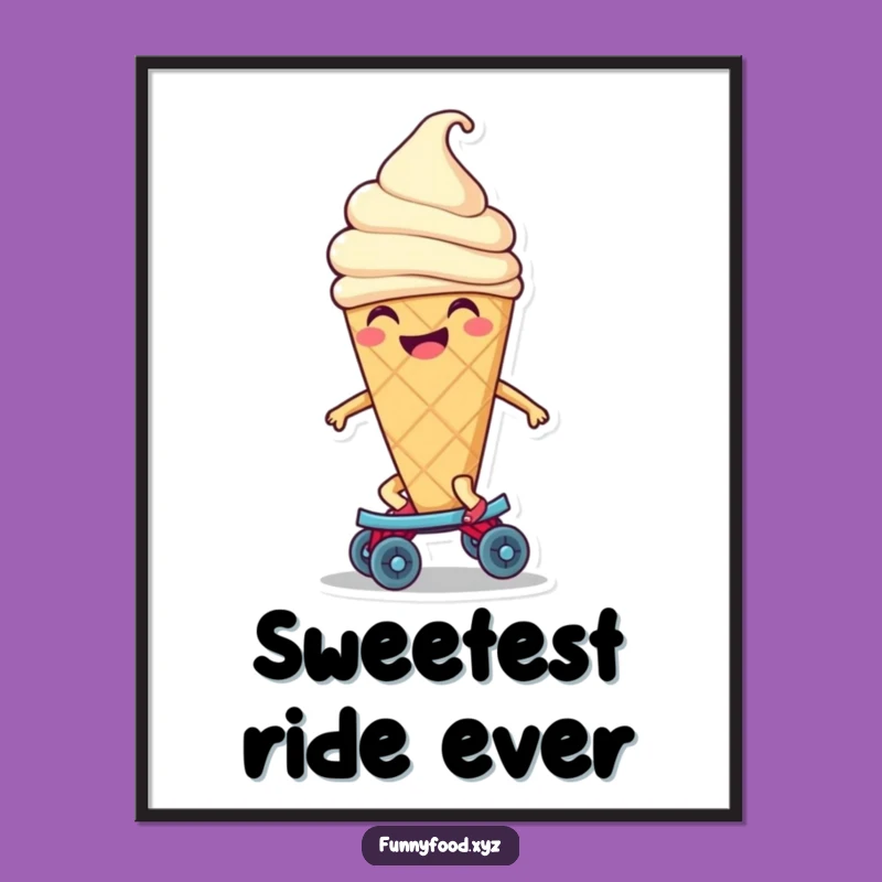 Funny Ice Cream Skate Digital Art - Instant Cool Cone Joy