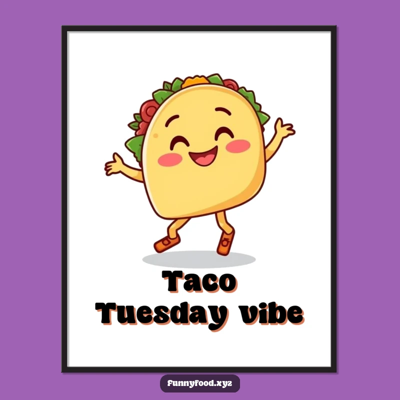 Funny Salsa Dancing Taco Digital Art, Instant Hilarious Decor for Foodies