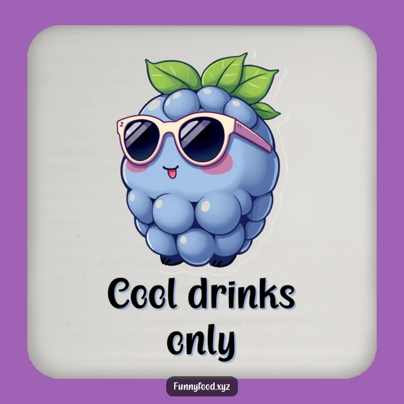 Funny Blueberry Sunglasses Drink Coaster: Protect Surfaces with Berry Coolness!