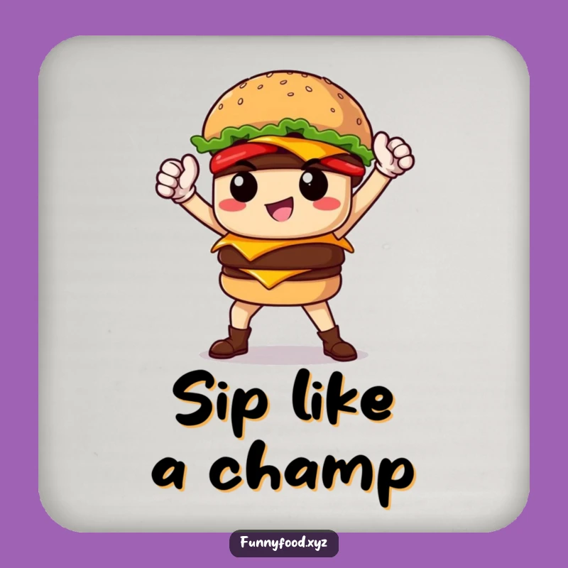 Funny Burger Hero Coasters: Protect Surfaces with Epic Style