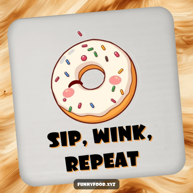 Funny Donut Coaster: A winking donut with popping sprinkles serves as a funny and protective addition to any table.