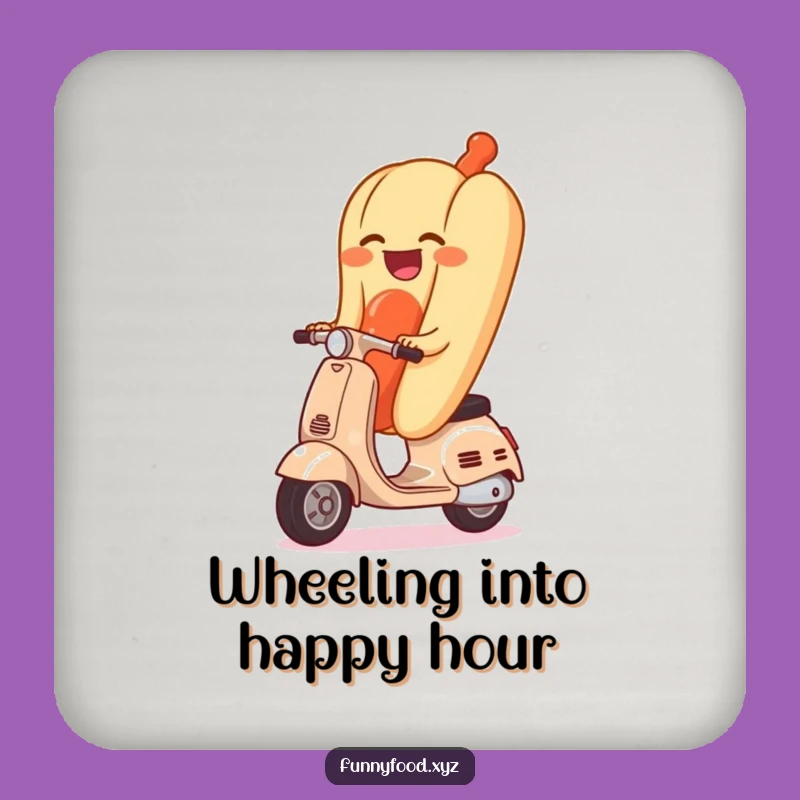 Funny Giggling Hot Dog Scooter Coaster - Protect Surfaces with Humor