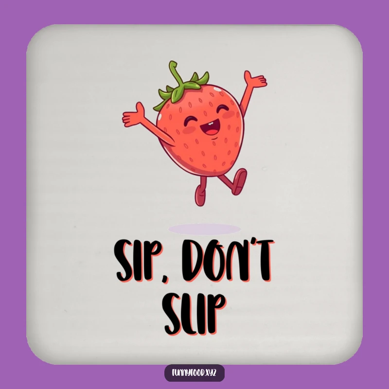 Funny Strawberry Leap Coaster: Protect Surfaces with Zest