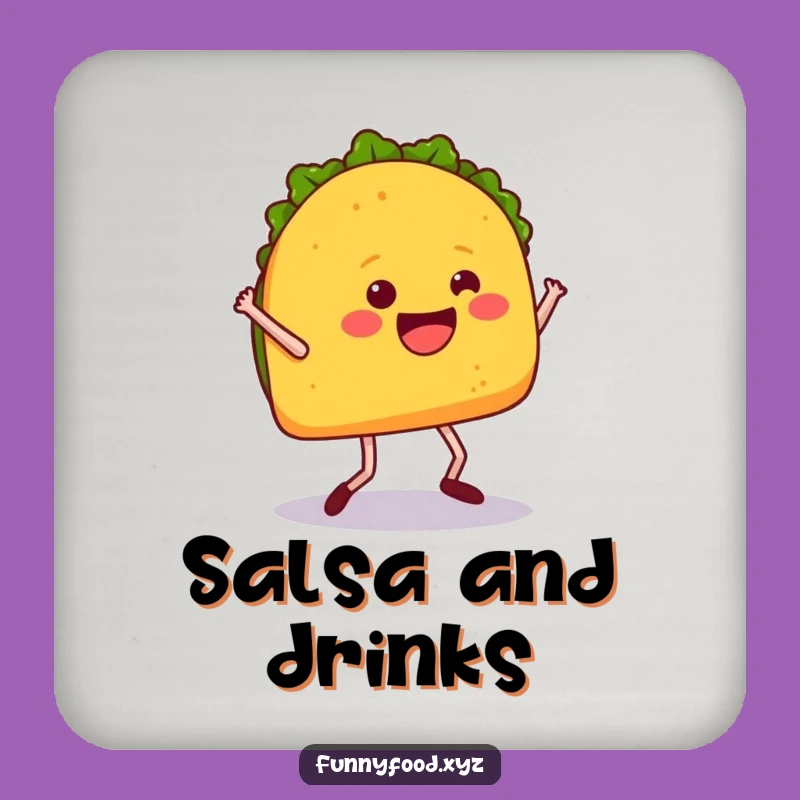 Funny Taco Dance Drink Coaster: Protect Surfaces with Festive Fun!