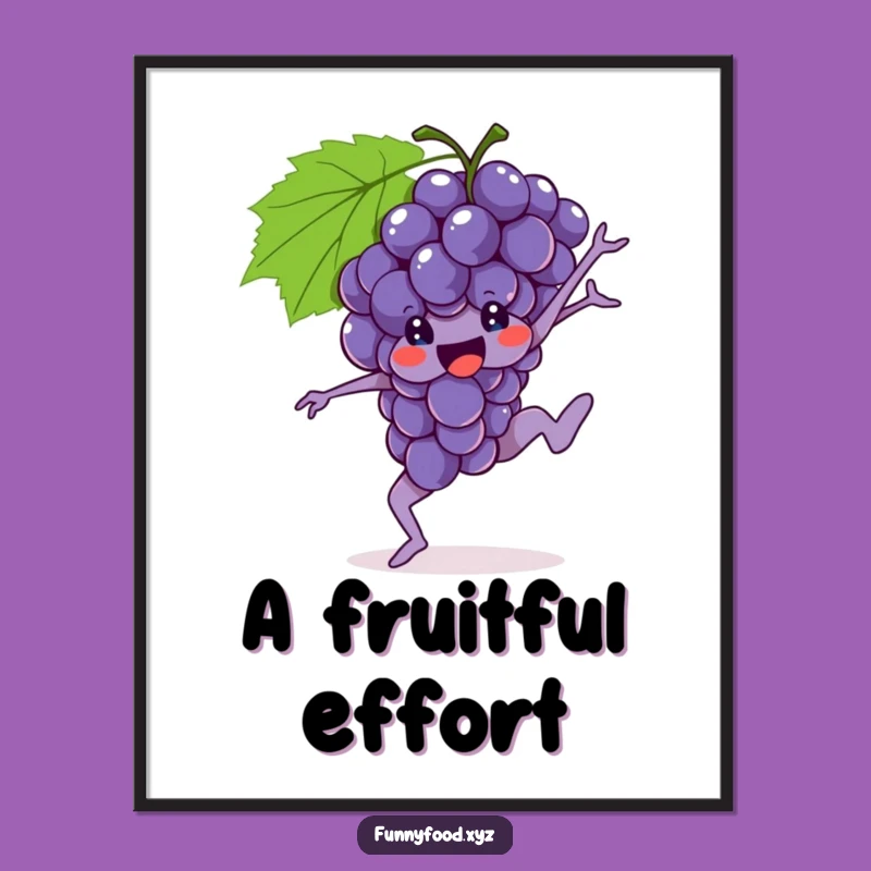 Funny Grapes Gymnastics Poster - Dynamic Fruit Wall Art