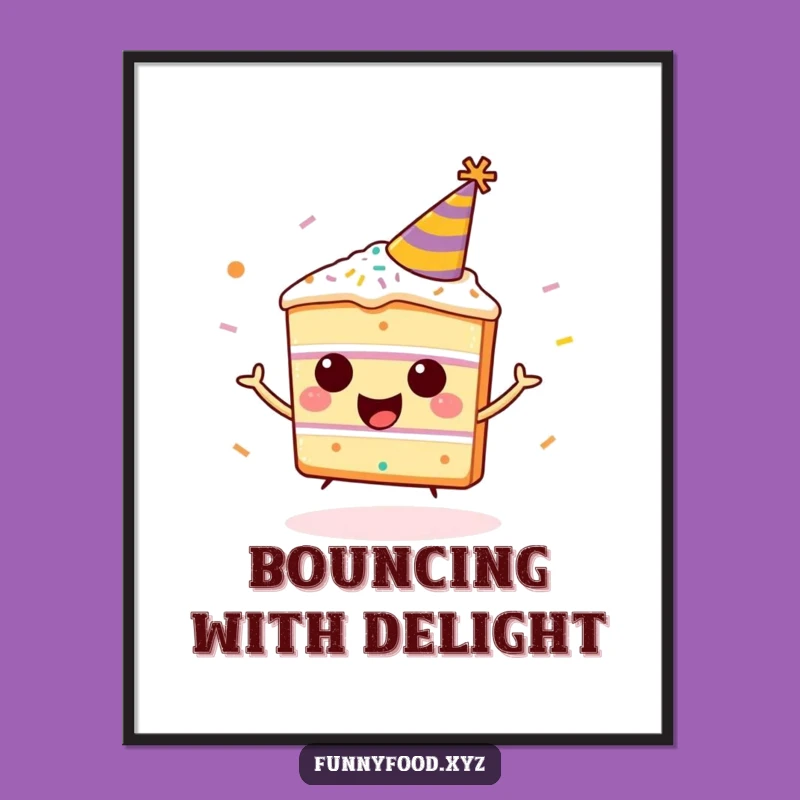 Funny Happy Cake Party Poster - Hilarious Festive Art for Decor