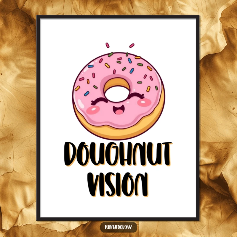 Funny winking donut poster, a cheerful piece of wall art showcasing a donut with popping sprinkles, adding joy.