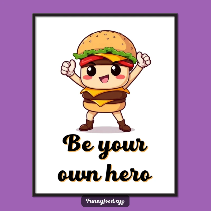 Funny Burger Hero Poster: Epic Wall Art for Foodie Champions