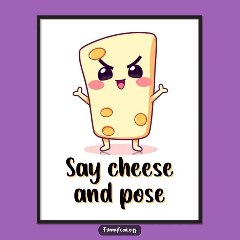 Funny Cheese Pose Poster: Silly Dairy Art, Whimsical & Hilarious Funny Gift!