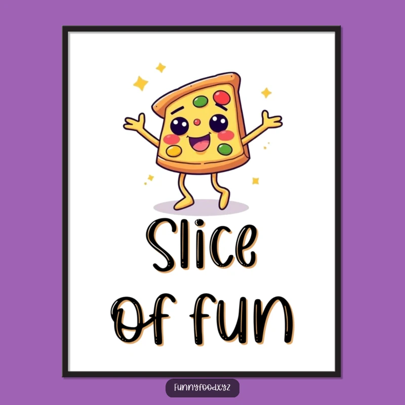 Funny Disco Pizza Slice Poster: Vibrant Wall Art for a Hilarious Foodie Vibe