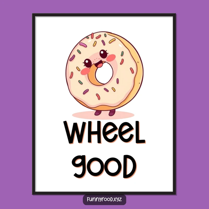 Funny Donut Cartwheel Poster: Sprinkles Art, Vibrant & Funny Decor