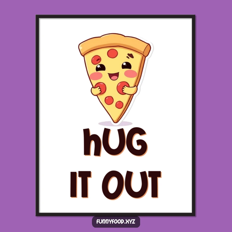 Funny Pizza Hug Poster - Warm Wall Art for Foodie Spaces