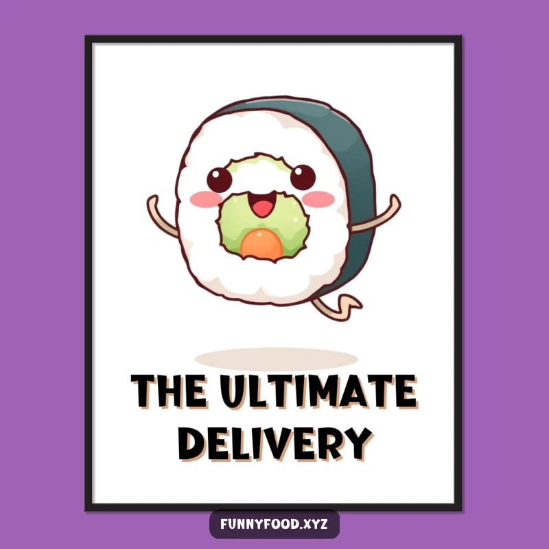 Funny Sushi Poster: Enthusiastic Runner Art, Perfect Wall Decor & Funny Gift Idea