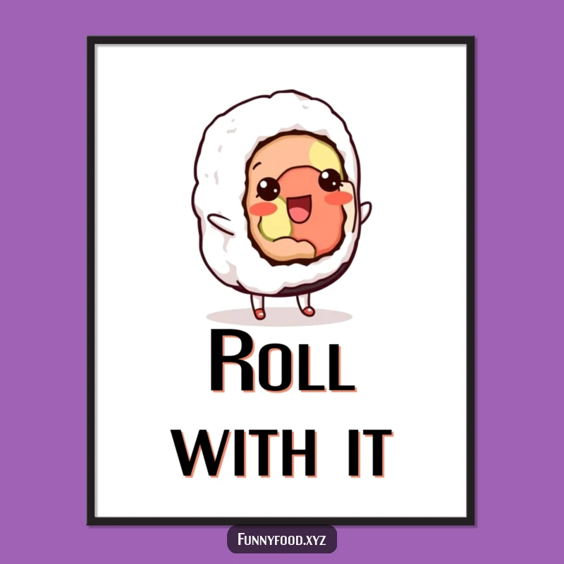 Funny Sushi Shuffle Poster: Vibrant Wall Art for a Hilarious Foodie Vibe